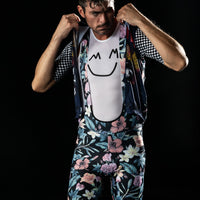 Doodle Smiley with Floral Pattern Cycling Professional Quick Dry Suit