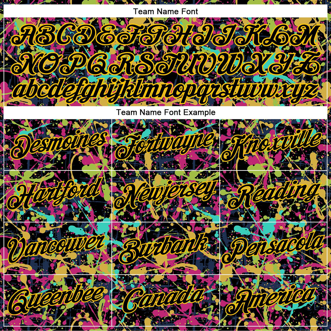 Custom Graffiti Pattern Black-Gold 3D Grunge Shabby Performance T-Shirt