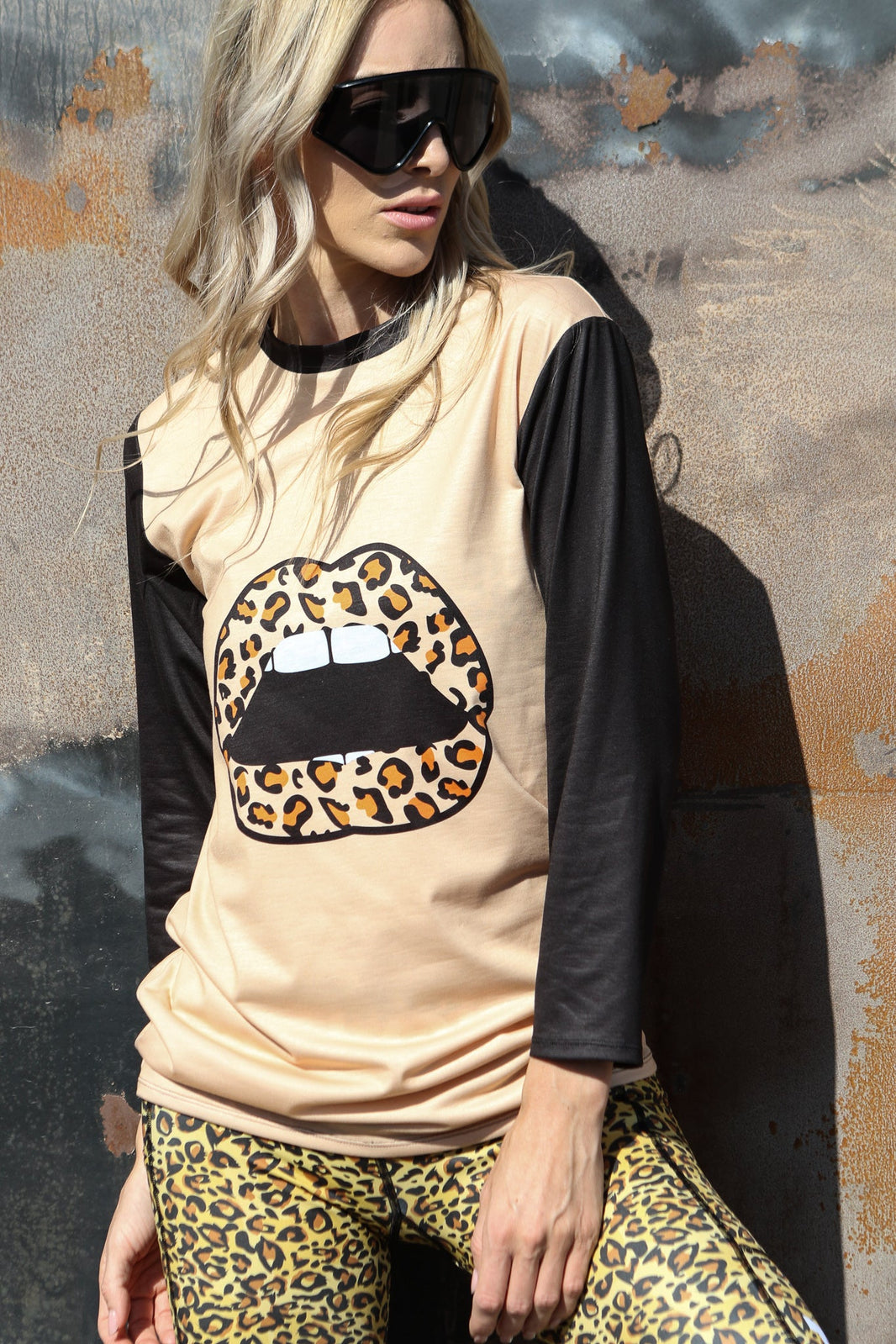 "Leopard Lip 3/4" T-Shirt