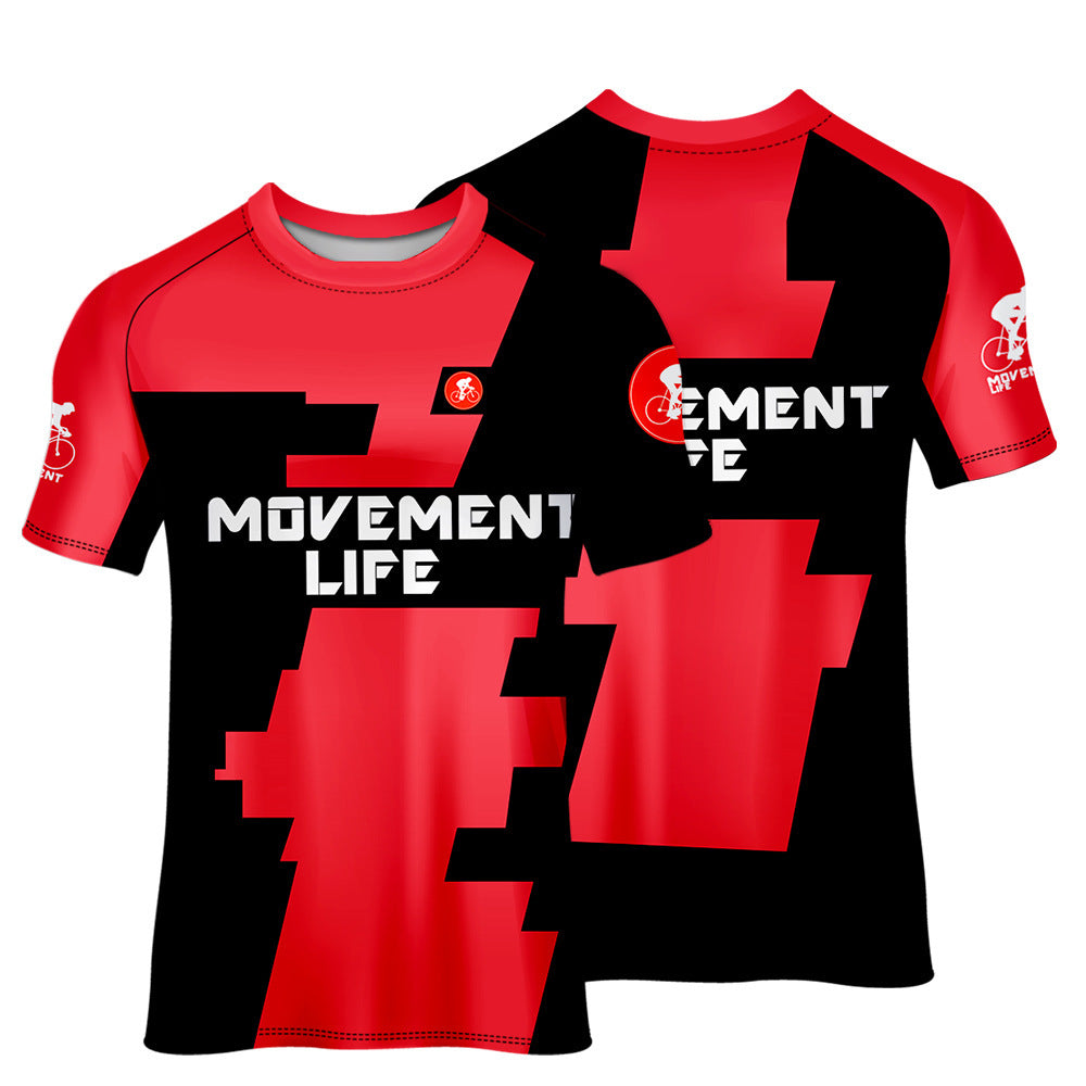 Men's Breathable and Quick-drying Cycling Jersey Printed Round Neck Short Sleeve Top