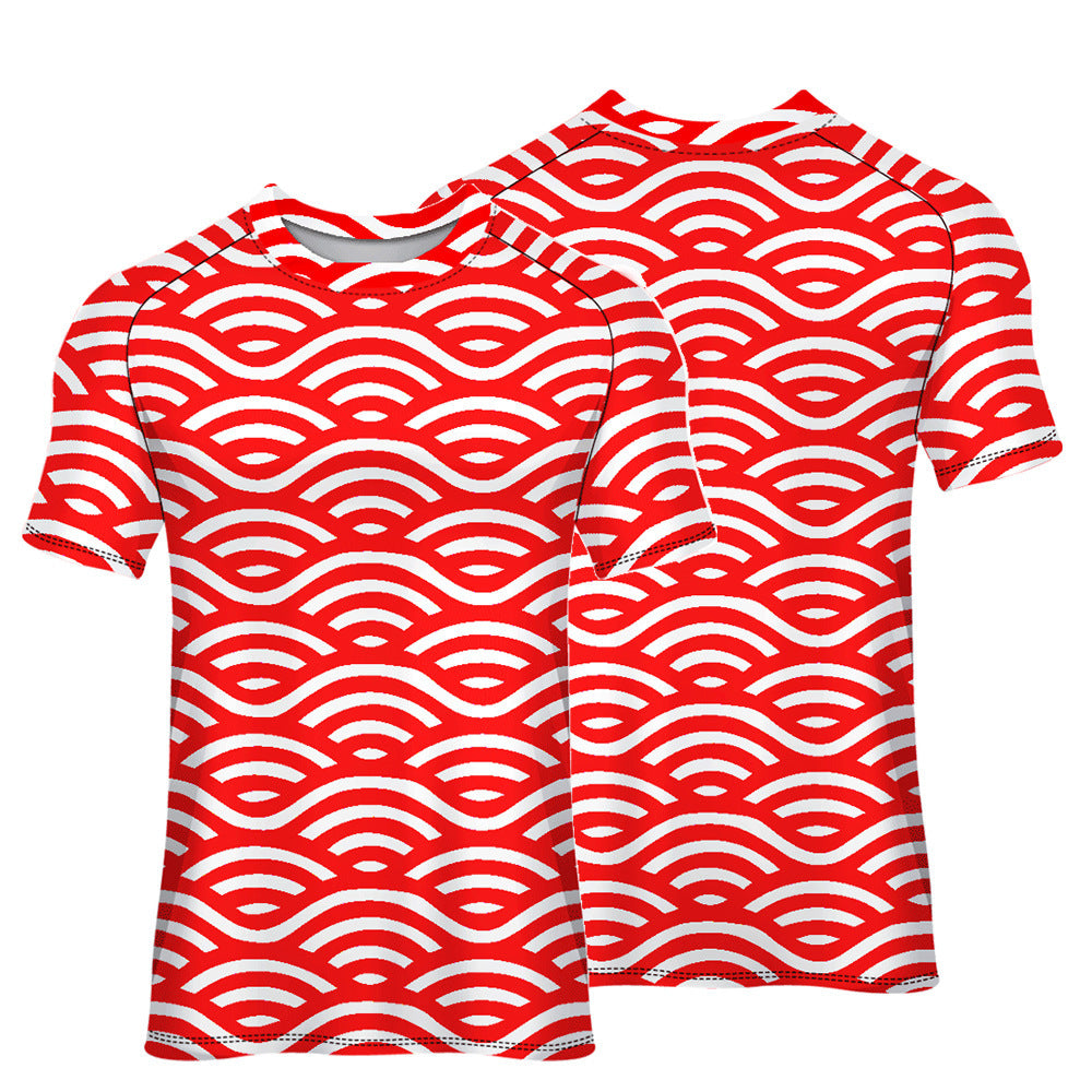 Men's and Women's Breathable Cycling Wear Printed Round Neck Short Sleeve Top