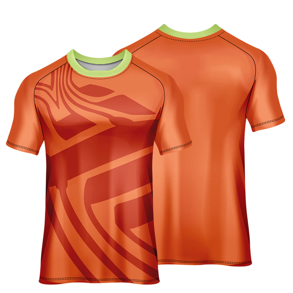 Men's Breathable and Cycling Jersey Printed Round Neck Short Sleeve Top