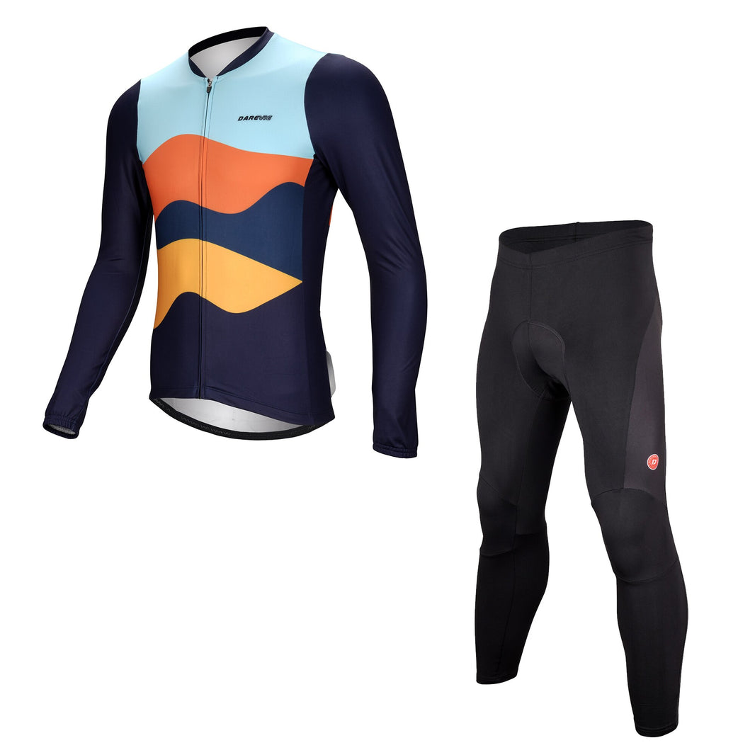 Cycling Set Men Warm Thermal Hot Cycling Jersey Long Sleeve