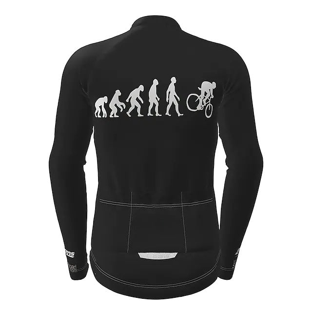 Men's Long Sleeve Cycling Jersey Winter Polyester Black Dark Gray Khaki
