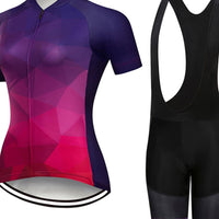 Women's Short Sleeve Cycling Jersey with Bib Shorts