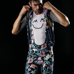 Doodle Smiley with Floral Pattern Cycling Professional Quick Dry Suit