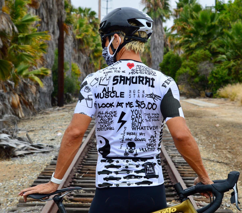 White English Letters Cyclist Professional Suit Equipment