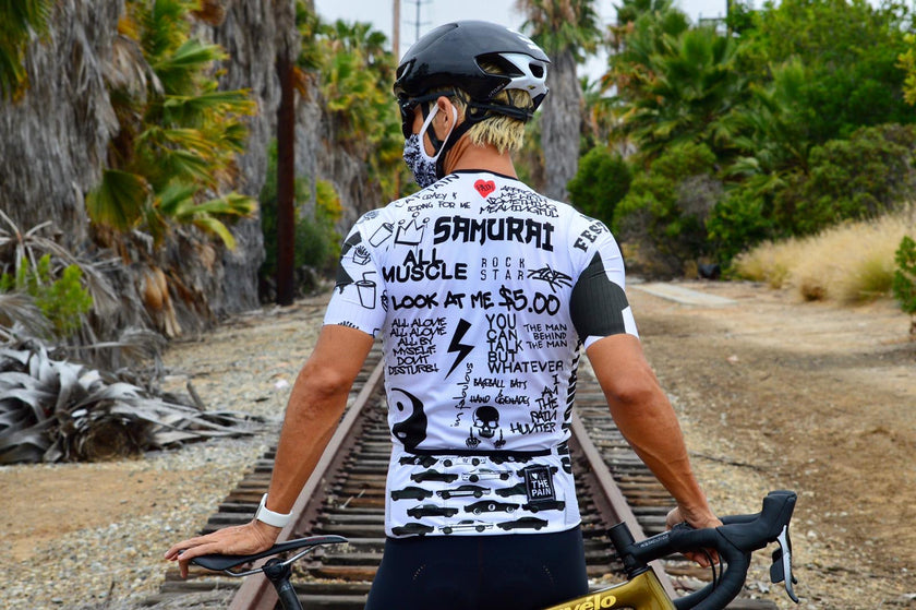 White English Letters Cyclist Professional Suit Equipment