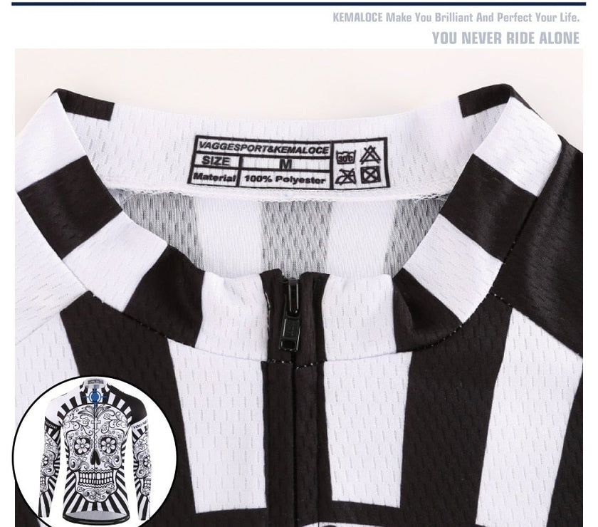 KEMALOCE Autumn Pro Long Sleeve Cycling Jersey Skull