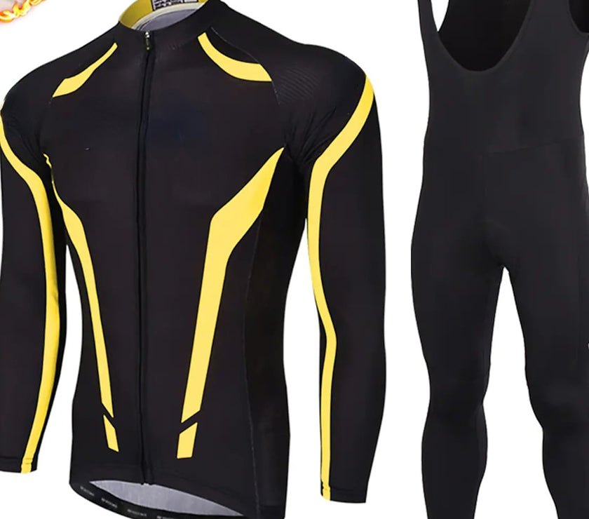 Grams Men's Long Sleeve Cycling Jersey with Bib Tights