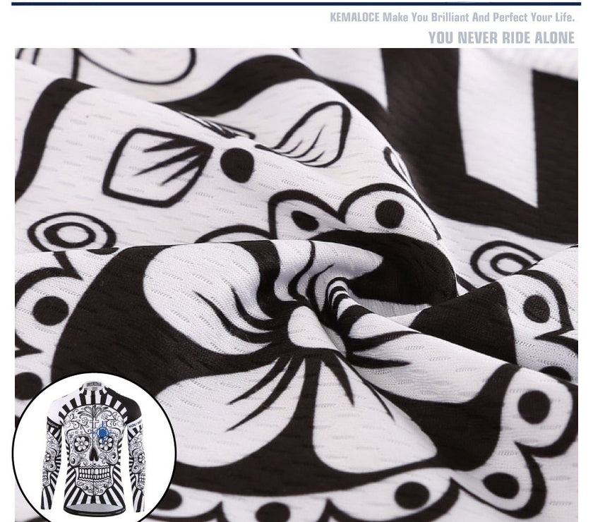 KEMALOCE Autumn Pro Long Sleeve Cycling Jersey Skull