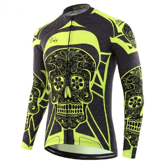 KEMALOCE Autumn Pro Long Sleeve Cycling Jersey Skull
