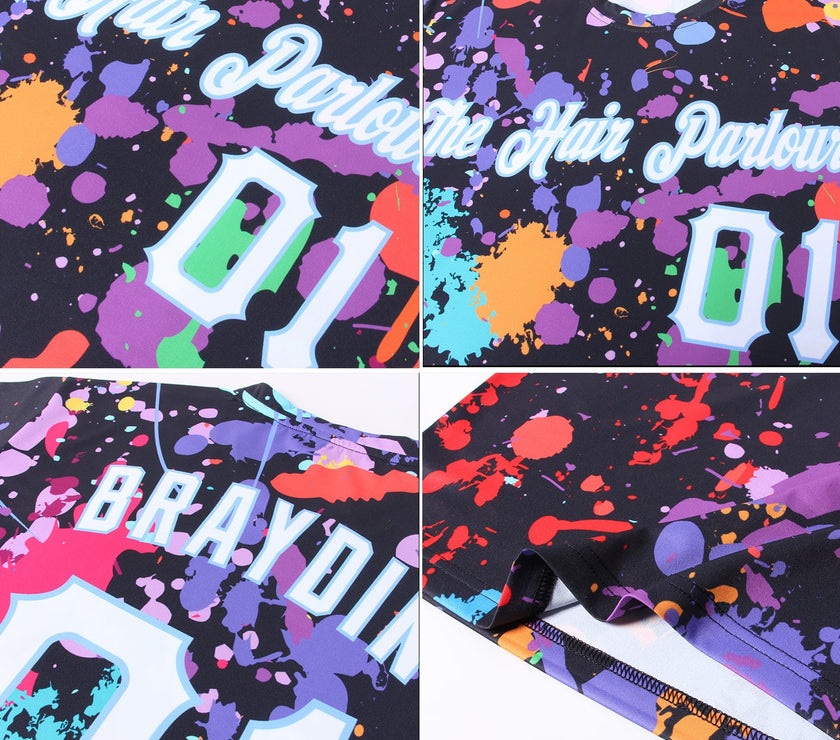 Custom Splashes Graffiti Pattern White-Light Blue 3D Performance T-Shirt