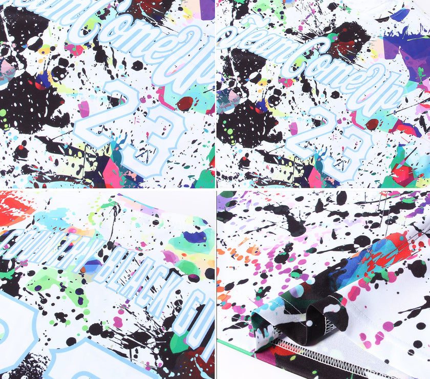 Custom Splashes Graffiti Pattern White-Light Blue 3D Performance T-Shirt