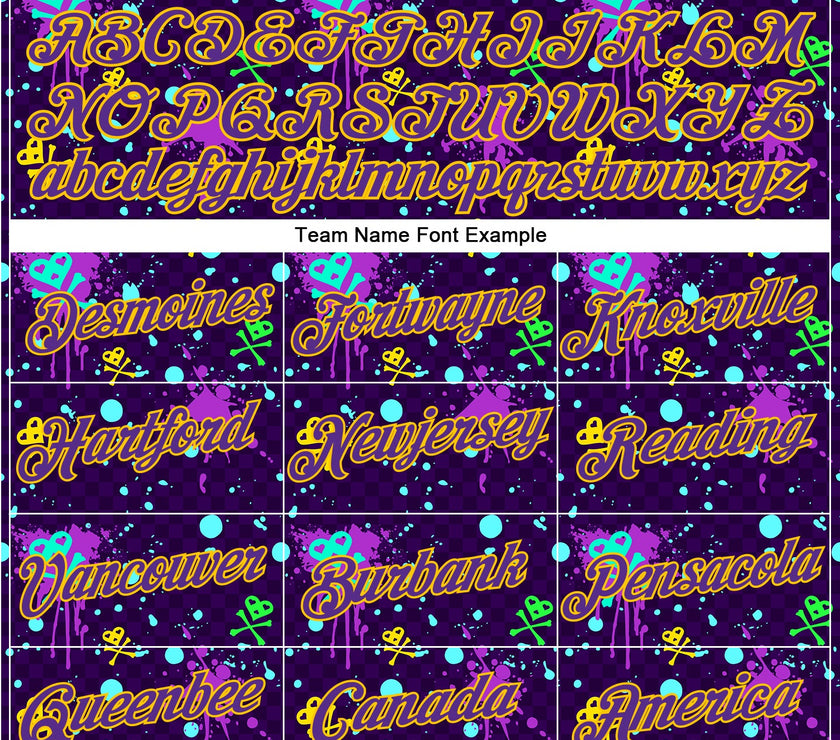 Custom Graffiti Pattern Gold-Purple 3D Clashing Colors Paint-Splatter Performance T-Shirt