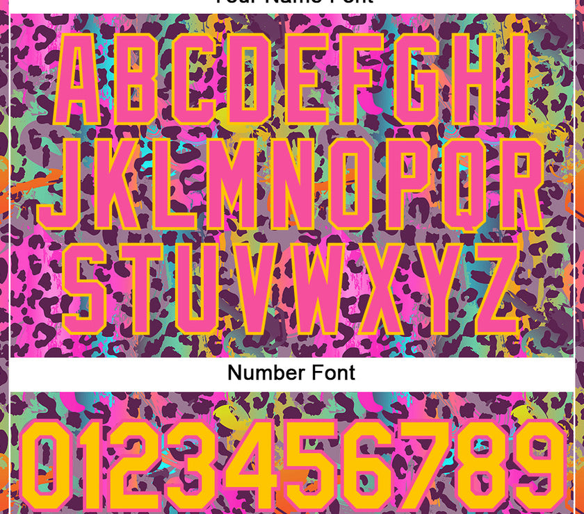 Custom Graffiti Pattern Gold-Pink 3D Colorful Leopard Performance T-Shirt