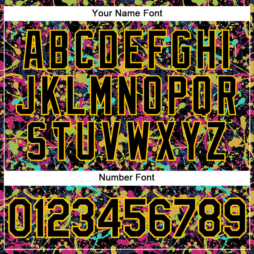 Custom Graffiti Pattern Black-Gold 3D Grunge Shabby Performance T-Shirt