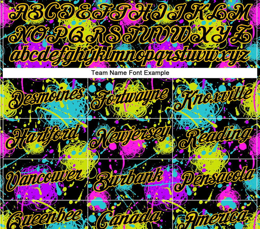 Custom Graffiti Pattern Black-Gold 3D Neon Splatter Performance T-Shirt