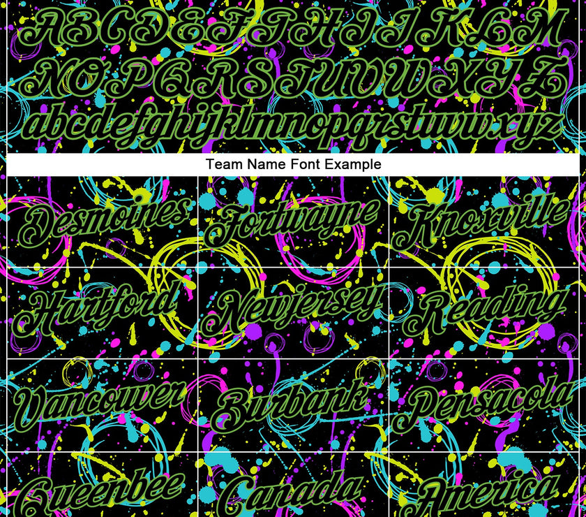 Custom Graffiti Pattern Black-Neon Green 3D Neon Splatter Performance T-Shirt