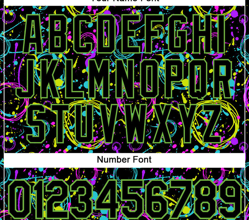 Custom Graffiti Pattern Black-Neon Green 3D Neon Splatter Performance T-Shirt