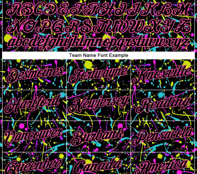 Custom Graffiti Pattern Black-Pink 3D Neon Splatter Performance T-Shirt