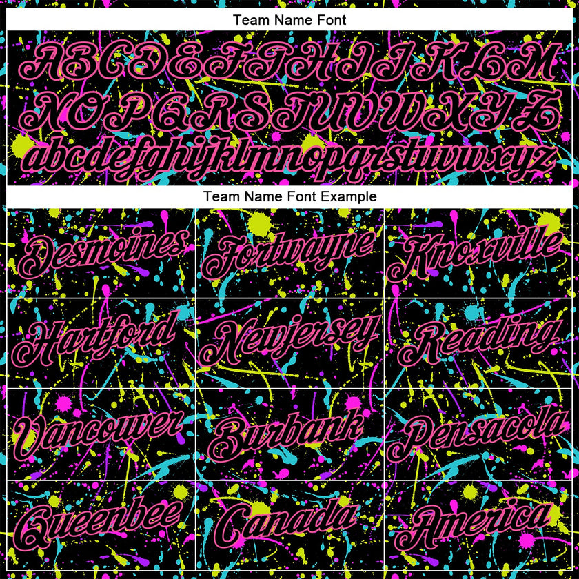 Custom Graffiti Pattern Black-Pink 3D Neon Splatter Performance T-Shirt