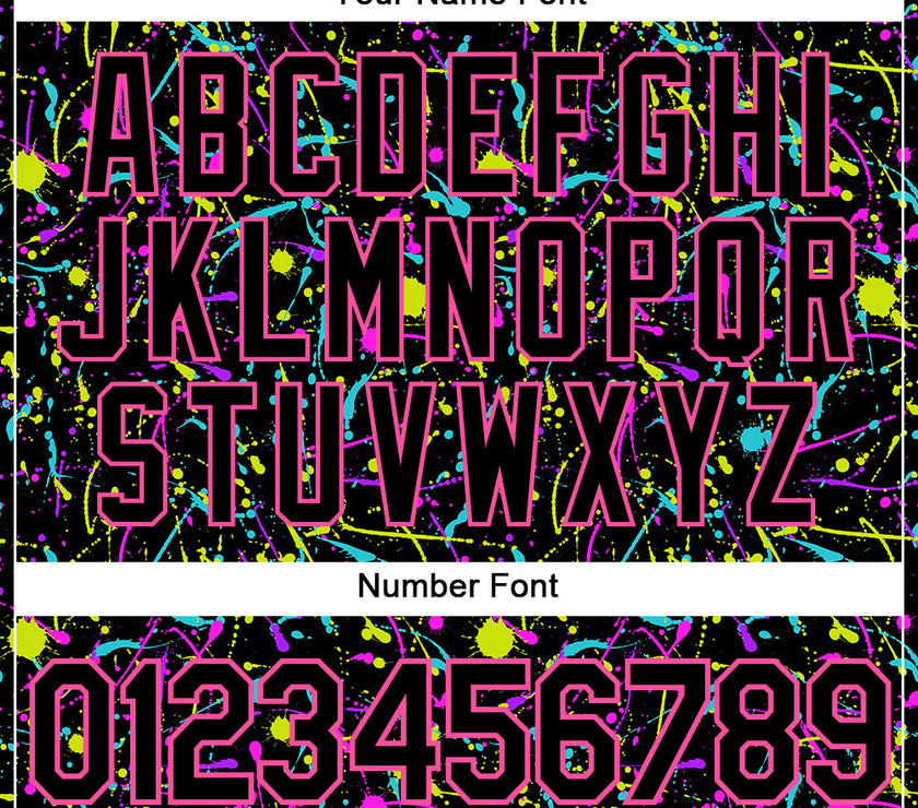 Custom Graffiti Pattern Black-Pink 3D Neon Splatter Performance T-Shirt