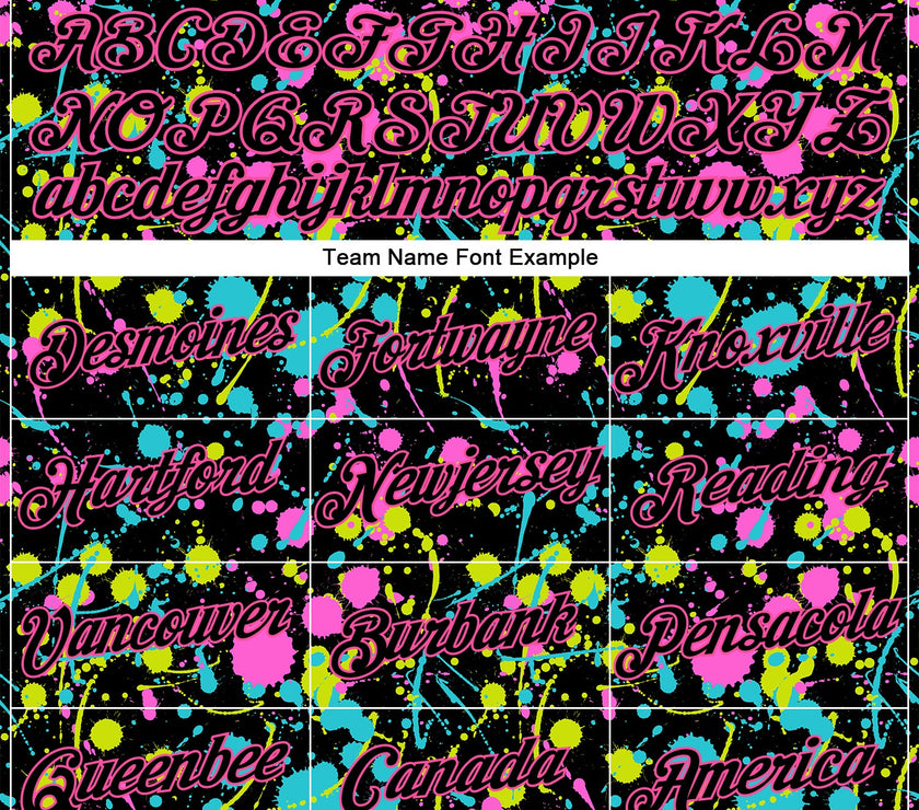 Custom Graffiti Pattern Black-Pink 3D Neon Splatter Performance T-Shirt