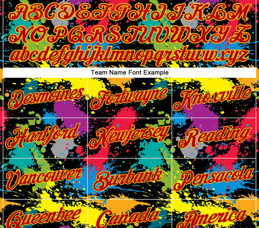 Custom Graffiti Pattern Red-Gold 3D Colorful Splattered Messy Art Ink Paintbrush Drawing Performance T-Shirt