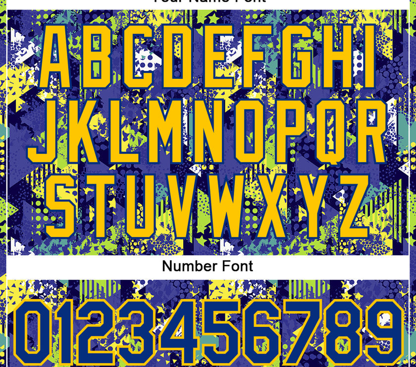 Custom Graffiti Pattern Royal-Gold 3D Creative Geometric Figures Triangle And Dots Performance T-Shirt