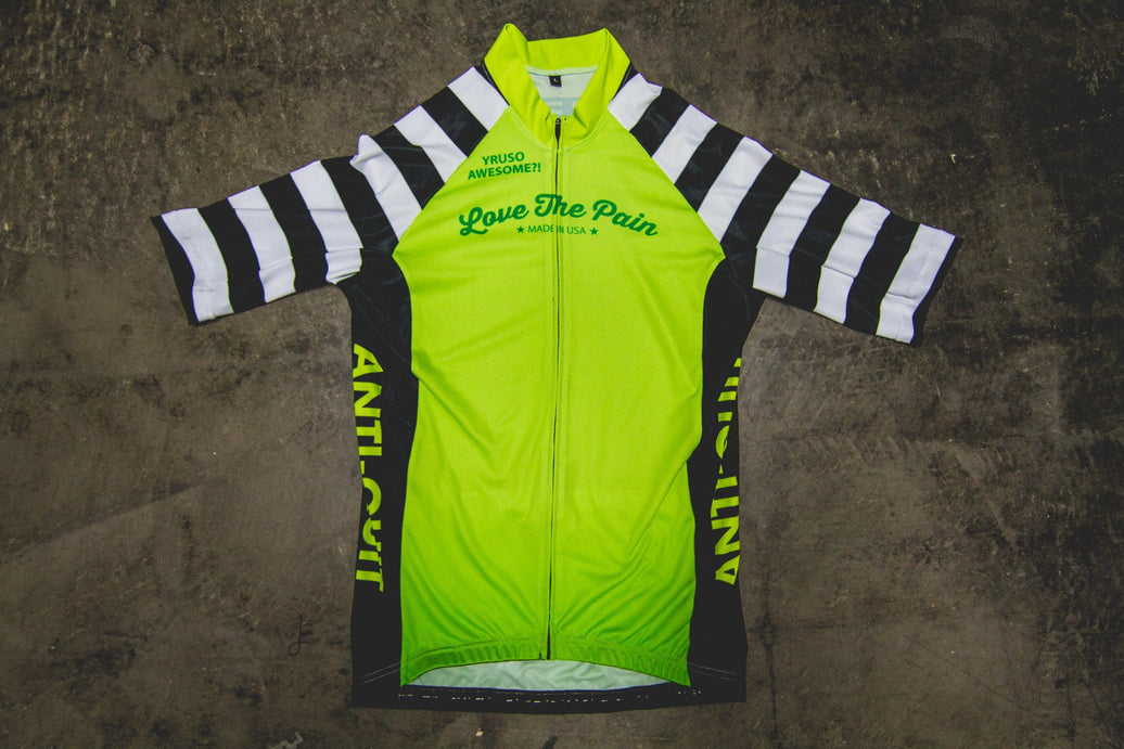 Fluorescent Green Zebra Print Professional Cycling Top