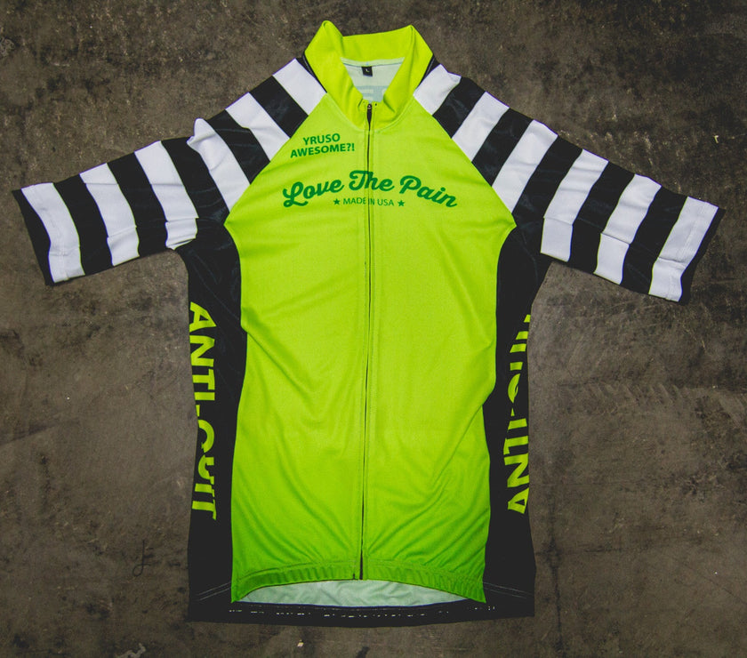 Fluorescent Green Zebra Print Professional Cycling Top