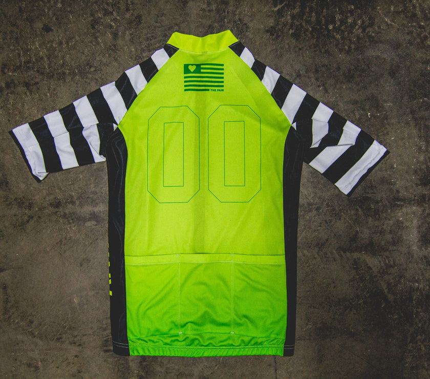 Fluorescent Green Zebra Print Professional Cycling Top
