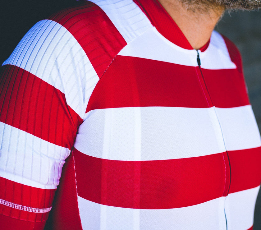 Black and Red Striped Suit Cycling Clothing High-grade Fabric Professional Sunscreen Quick-drying -top- short sleeve