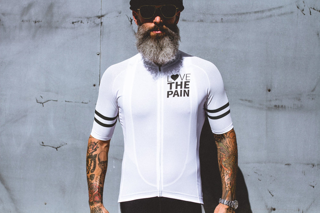 "BLANCO" Professional Cycling Top Pure White White Black Stripes