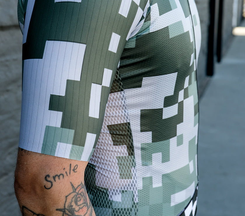 Army Green Pattern Cycling Jersey Professional