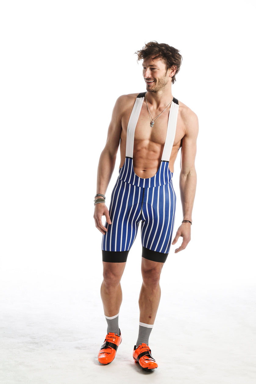 "Stadium" Blue Striped Cycling Pants