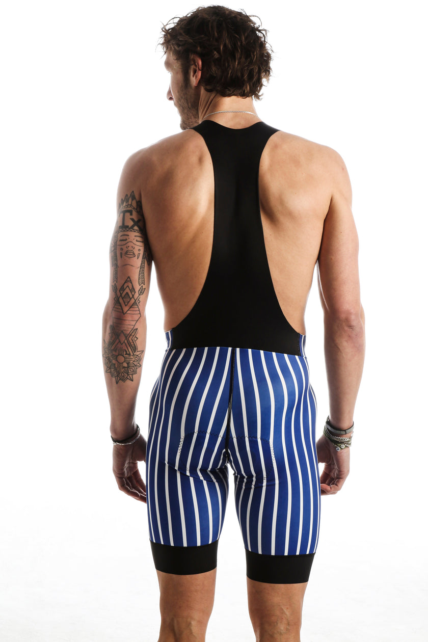"Stadium" Blue Striped Cycling Pants