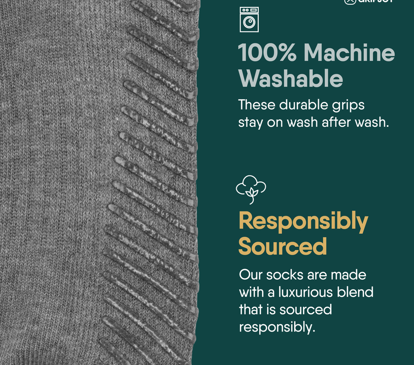 Gripjoy Socks Men's Black/Grey Diabetic Socks with Grippers (3 Pairs)