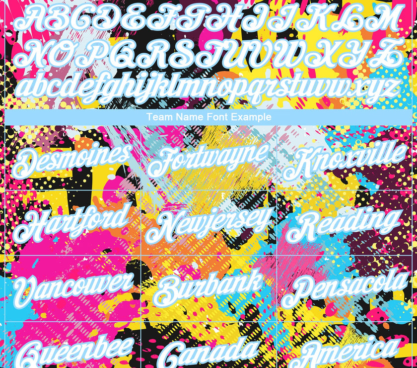 Custom Graffiti Pattern White-Light Blue Bright Psychedelic 3D Long Sleeve Performance T-Shirt