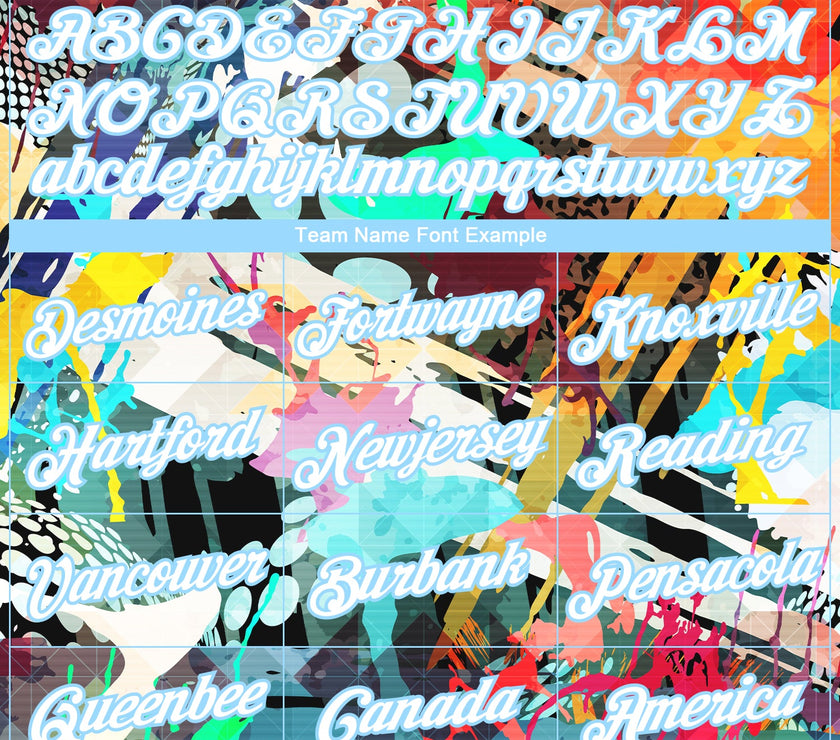 Custom Graffiti Pattern White-Light Blue Colored Abstract 3D Long Sleeve Performance T-Shirt