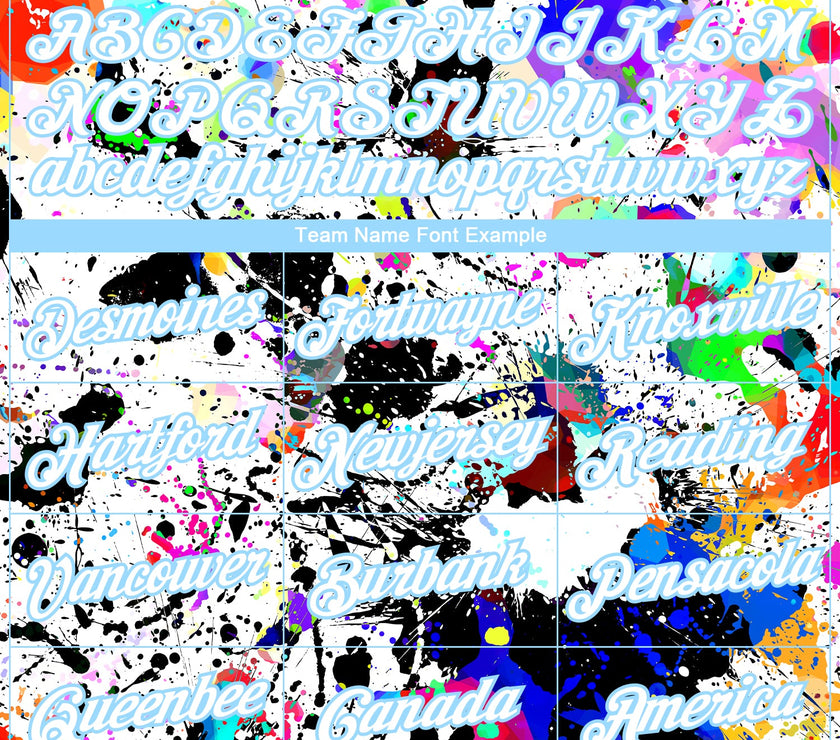 Custom Graffiti Pattern White-Light Blue Splashes 3D Long Sleeve Performance T-Shirt