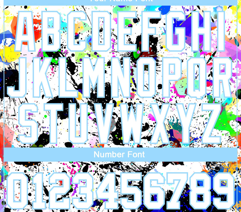 Custom Graffiti Pattern White-Light Blue Splashes 3D Long Sleeve Performance T-Shirt