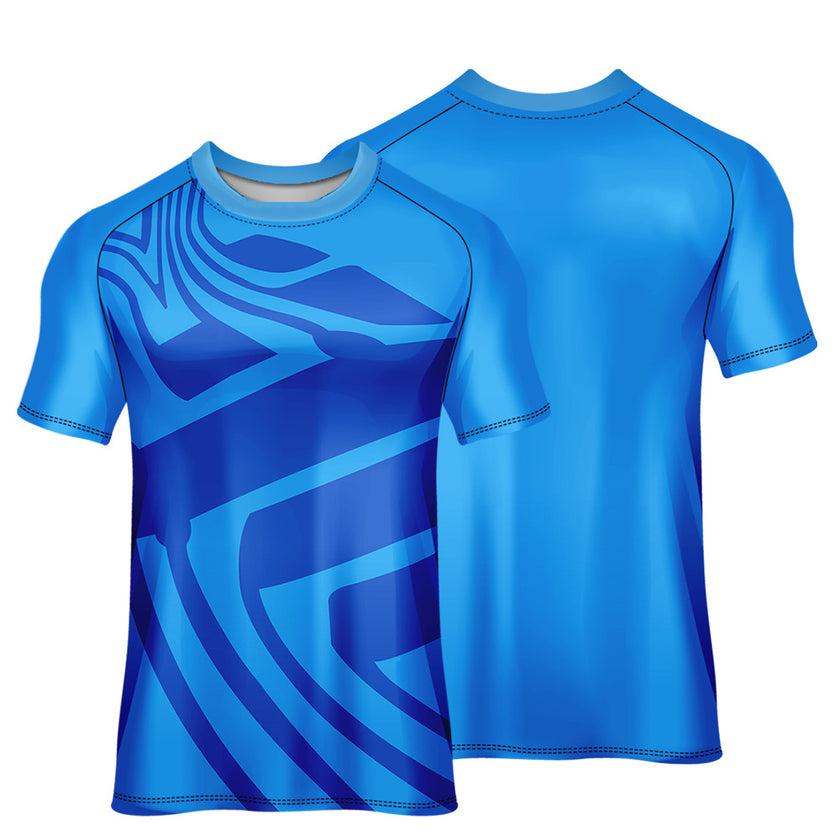 Men's Breathable and  Cycling Jersey Printed Round Neck Short Sleeve Top