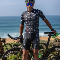 Black and White Swan Pattern Professional Cycling Suit