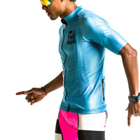 Light Blue Breathable Mesh Professional Comfortable Cycling Suit