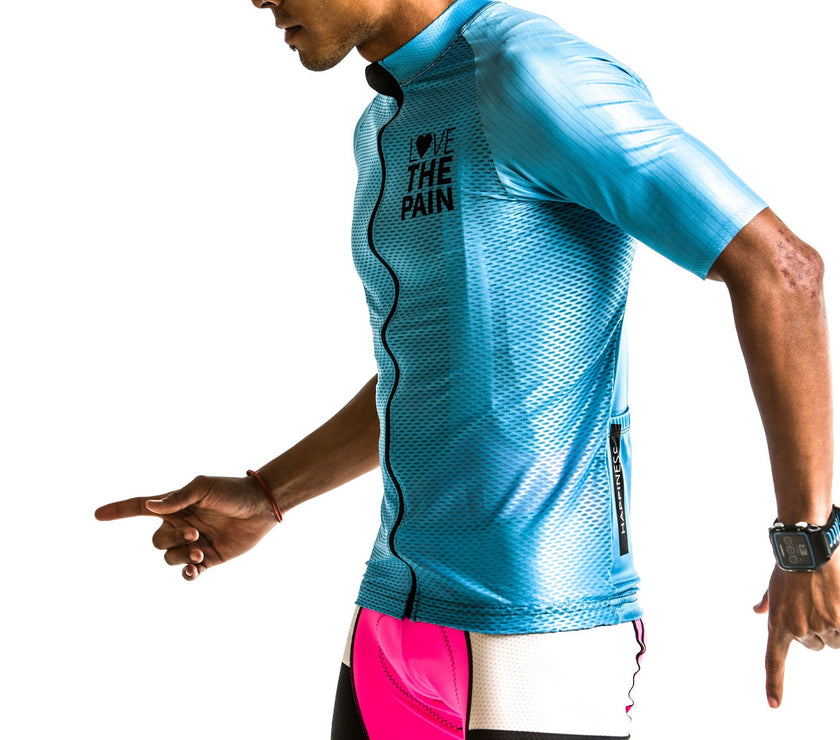 Light Blue Breathable Mesh Professional Comfortable Cycling Suit