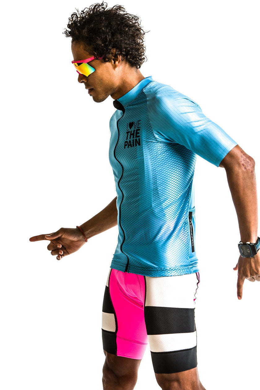 Light Blue Breathable Mesh Professional Comfortable Cycling Suit