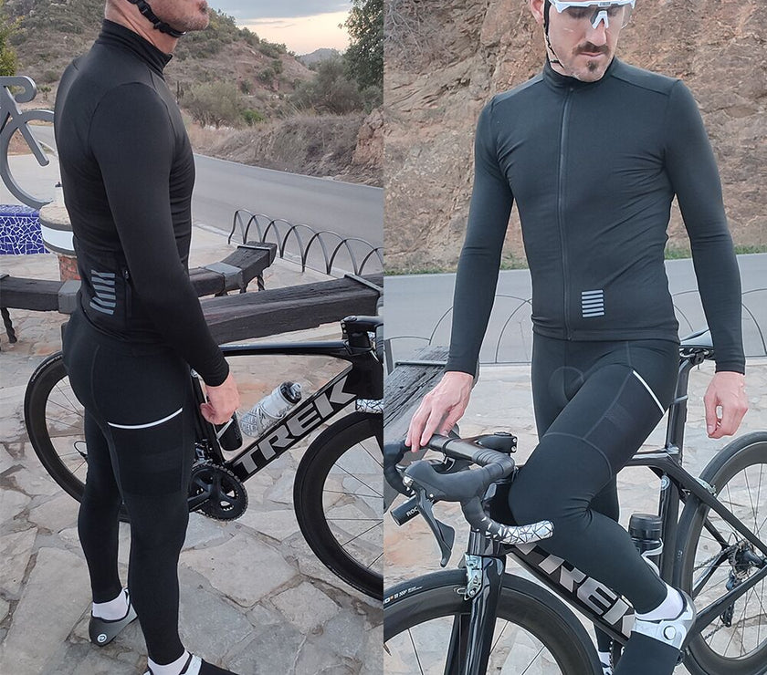 Black Thermal Fleece Men Cycling Jacket