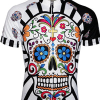 Men's Short Sleeves Cycling Jersey Summer Pink Green Lavender Skull